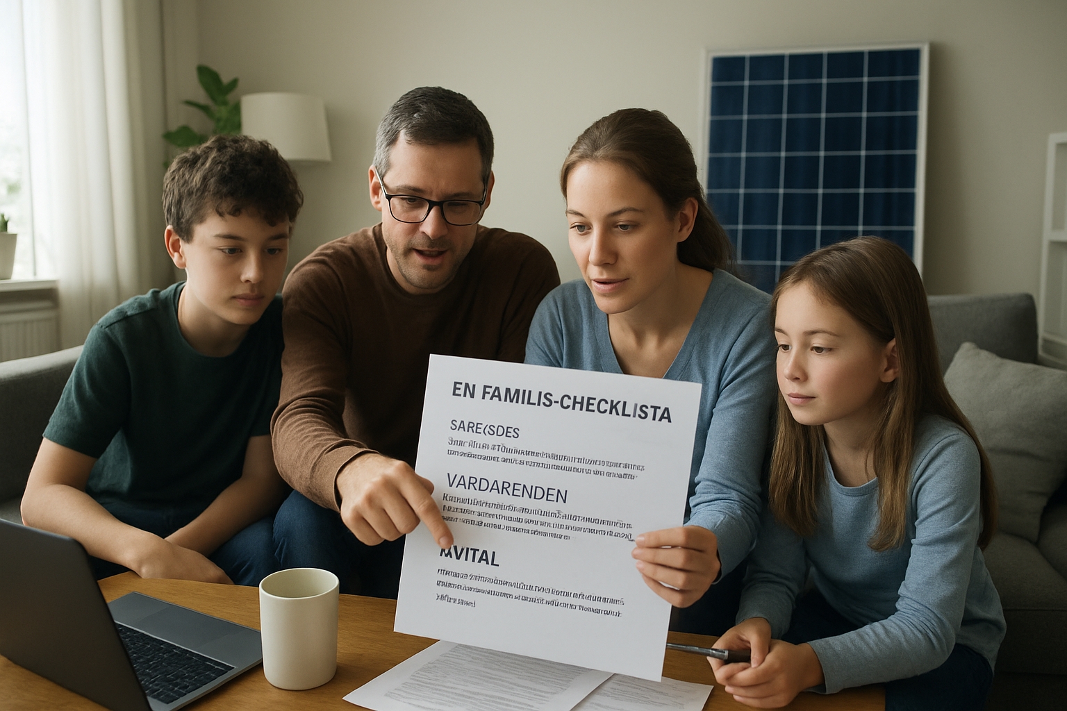 En familjs checklista för semester, vårdärenden och avtal samt energival hemma